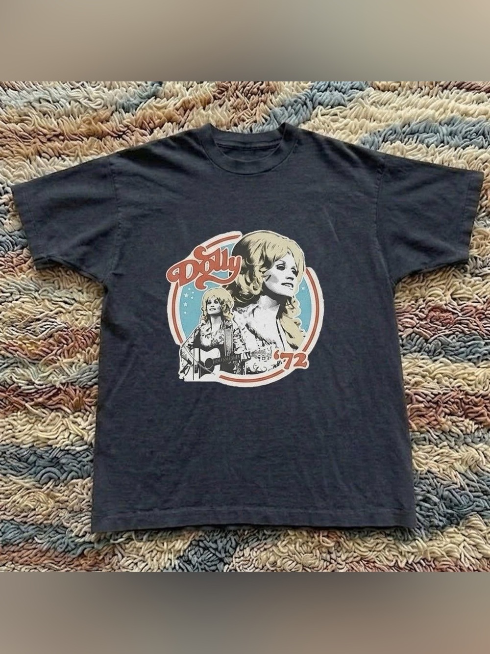 Vintage 80s Dolly Parton Music Country Black Tee